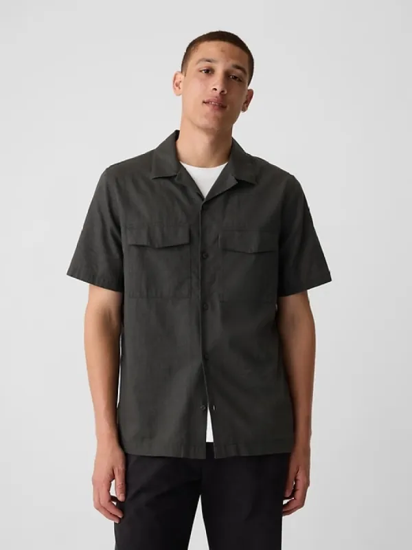 Linen-Cotton Utility Shirt sold by GAP