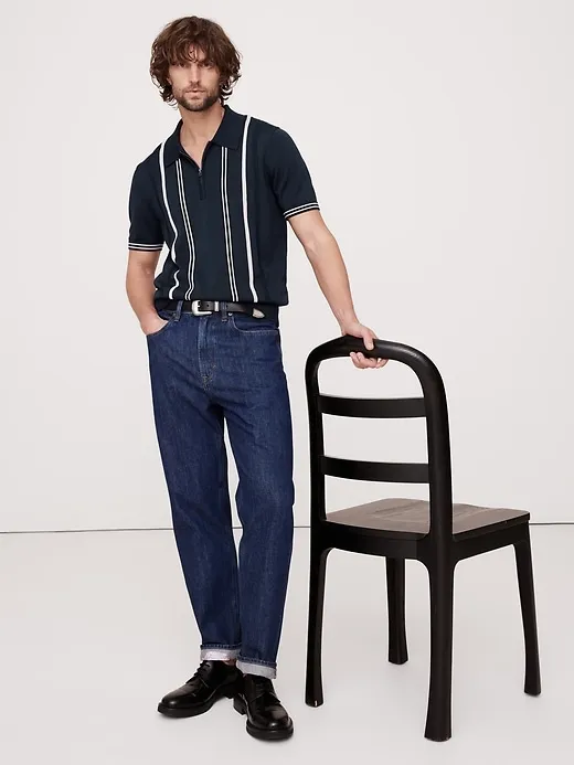 Cotton Stripe Sweater Polo sold by Banana Republic