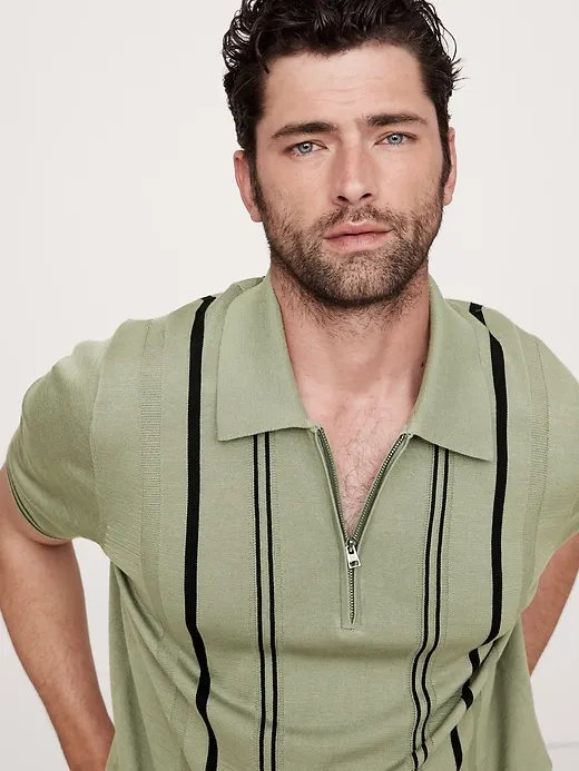 Cotton Stripe Sweater Polo sold by Banana Republic product image thumbnail 3