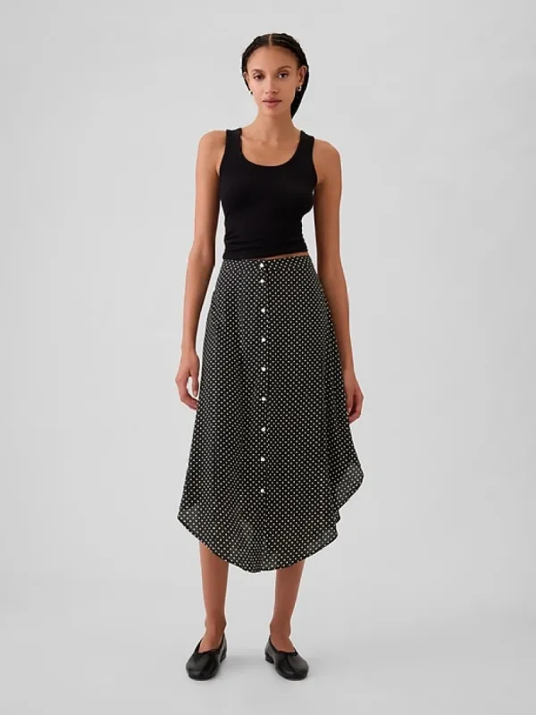 Crepe Handkerchief Hem Midi Skirt sold by GAP