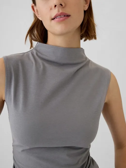 Modern Funnel-Neck Ruched Tank Top sold by GAP product image thumbnail 4
