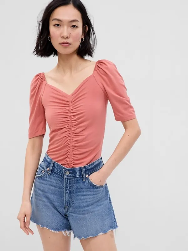 Puff Sleeve Ruched T-Shirt sold by GAP