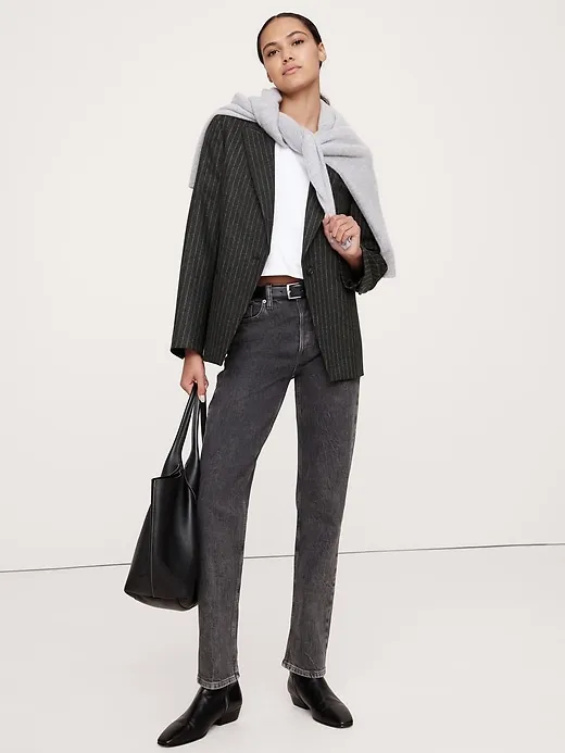 Relaxed Slim Pinstripe Flannel Blazer sold by Banana Republic