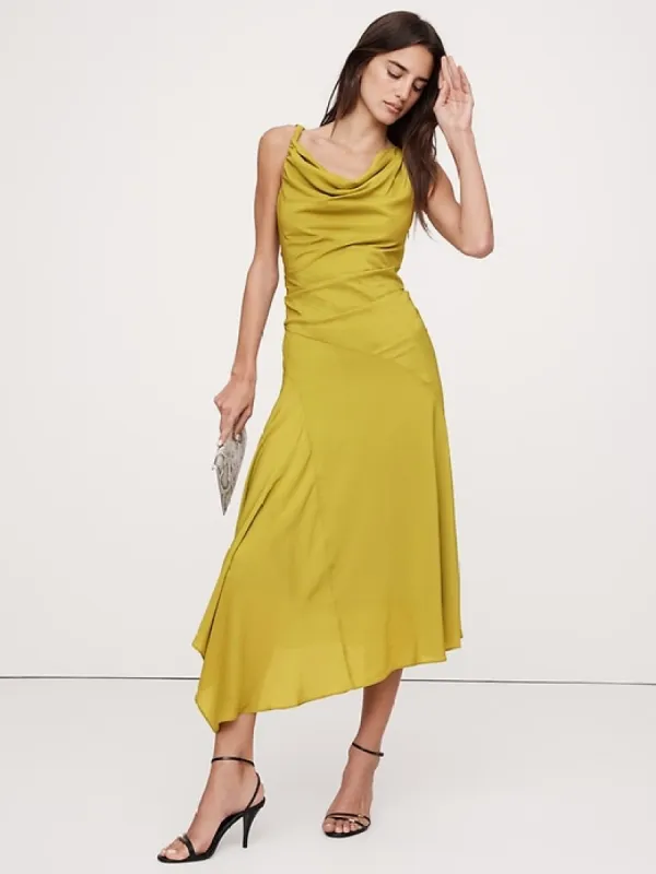 Crepe Twist-Shoulder Dress sold by Banana Republic