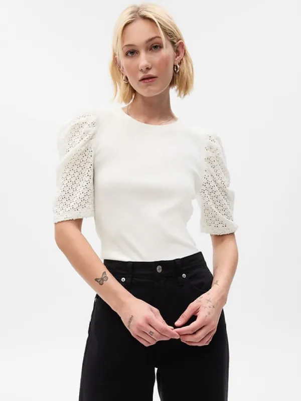 Puff Sleeve Rib T-Shirt sold by GAP