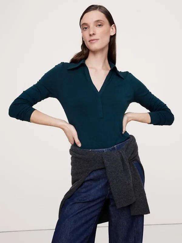 Luxe Wool-Blend Polo Top sold by Banana Republic