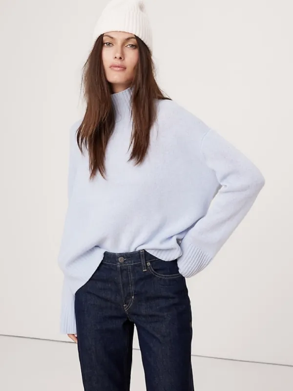 Oversized Midweight Cashmere Turtleneck Sweater sold by Banana Republic