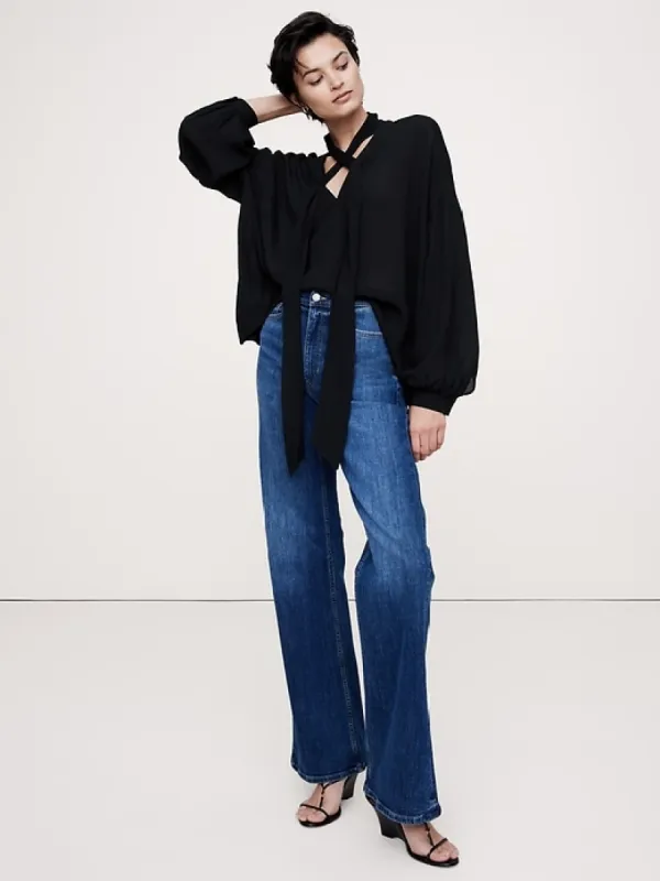 Georgette Cross-Tie Trapeze Top sold by Banana Republic