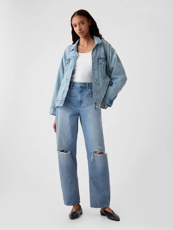 High Rise Barrel Jeans sold by GAP