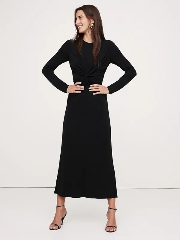 Jersey Knit Twist-Front Maxi Dress sold by Banana Republic