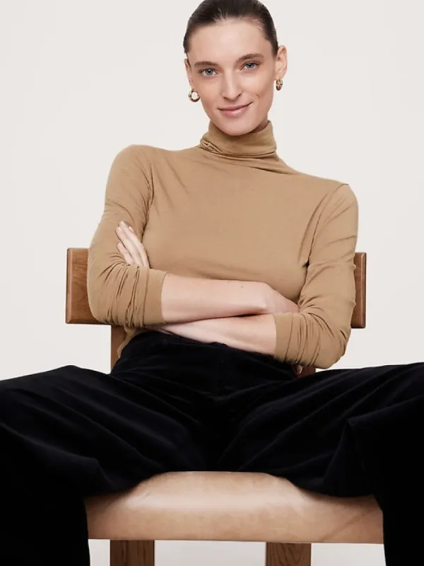 Luxe Wool-Blend Turtleneck T-Shirt sold by Banana Republic