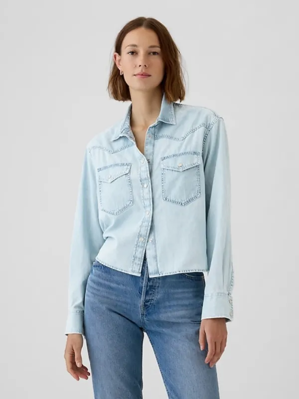 Cropped Denim Western Shirt sold by GAP