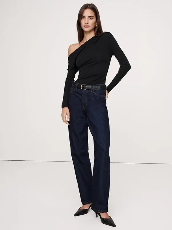 Crepe Knit Twisted Long-Sleeve Top sold by Banana Republic