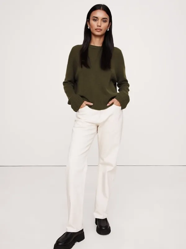 Oversized Midweight Cashmere Crew-Neck Sweater sold by Banana Republic