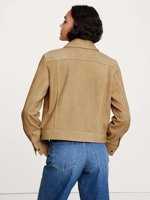 Relaxed Suede Trucker Jacket sold by Banana Republic product image thumbnail 2