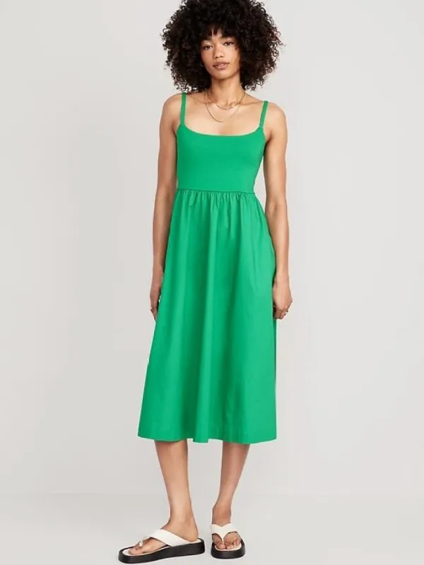Fit & Flare Combination Midi Cami Dress for Women sold by GAP