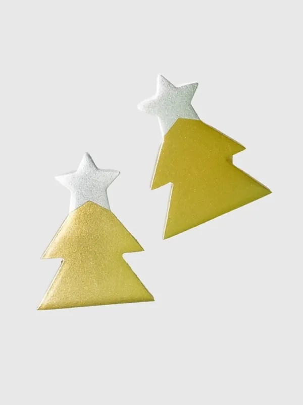 Silver Christmas Tree Horn Earrings sold by GAP