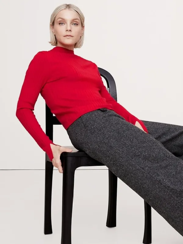 Ribbed Merino Mock-Neck Sweater sold by Banana Republic