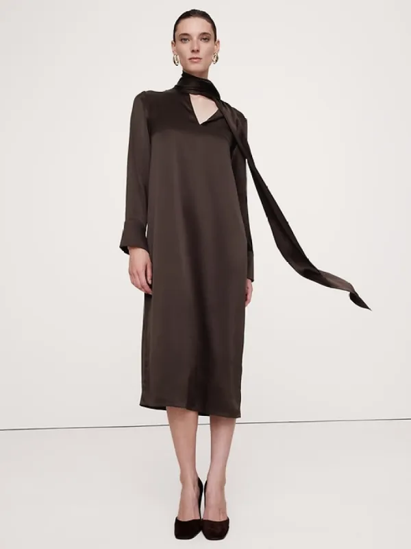 Silk Tie-Neck Midi Dress sold by Banana Republic