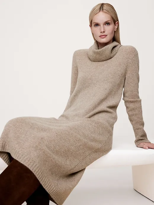 Cashmere Turtleneck Midi Sweater Dress sold by Banana Republic product image thumbnail 3