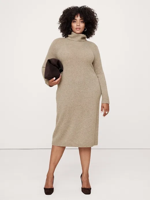 Cashmere Turtleneck Midi Sweater Dress sold by Banana Republic product image thumbnail 4