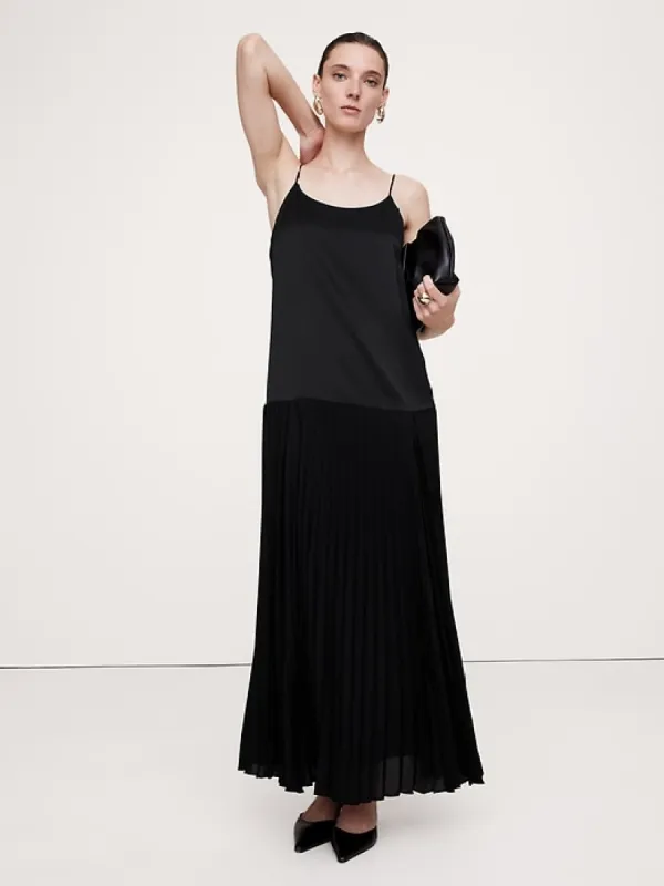 Pleated Drop-Waist Maxi Dress sold by Banana Republic