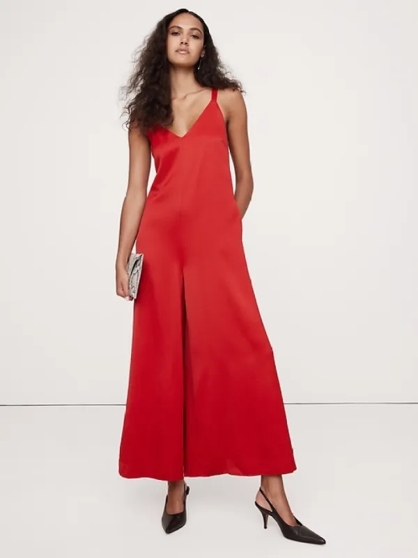 Italian Satin Wide-Leg Jumpsuit sold by Banana Republic