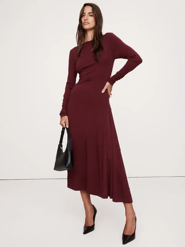 Wool-Blend Asymmetric Midi Dress sold by Banana Republic