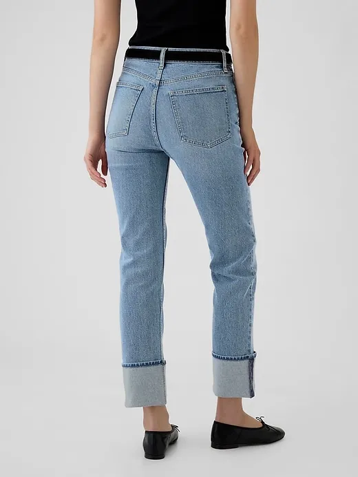 High Rise Cuffed '90s Straight Jeans sold by GAP product image thumbnail 4