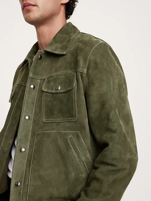 Suede Trucker Jacket sold by Banana Republic product image thumbnail 3