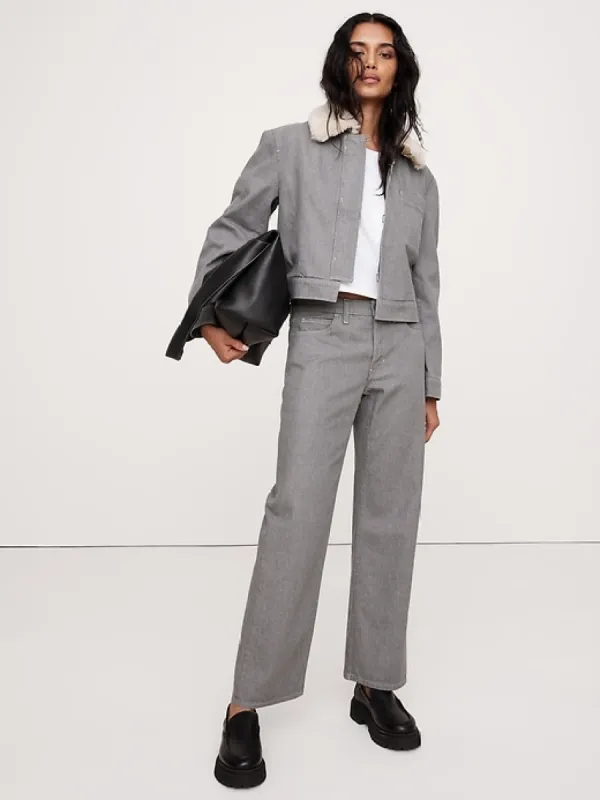 Relaxed Cropped Denim Jacket sold by Banana Republic