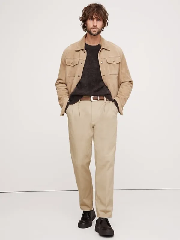 Pleated Cropped Italian-Stretch Chino sold by Banana Republic