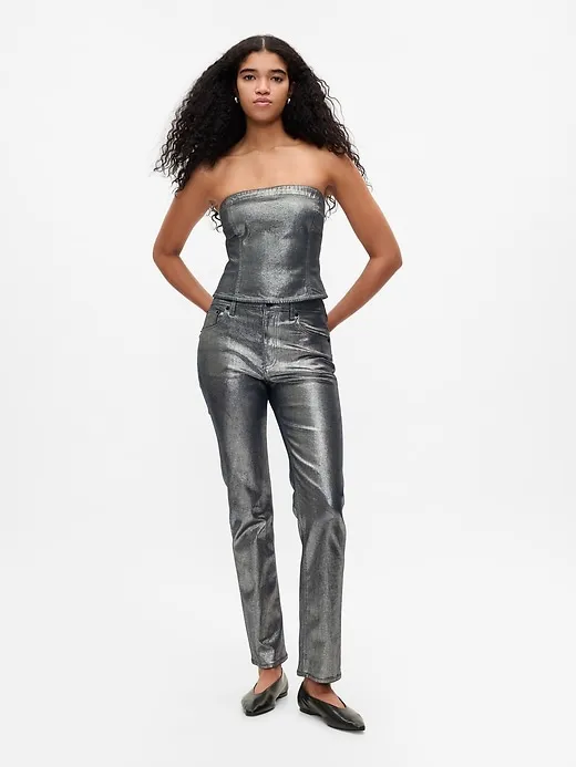 High Rise Metallic '90s Straight Jeans sold by GAP
