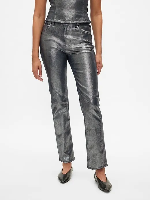 High Rise Metallic '90s Straight Jeans sold by GAP product image thumbnail 2