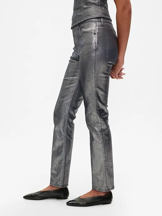 High Rise Metallic '90s Straight Jeans sold by GAP product image thumbnail 3