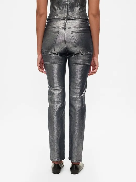 High Rise Metallic '90s Straight Jeans sold by GAP product image thumbnail 4