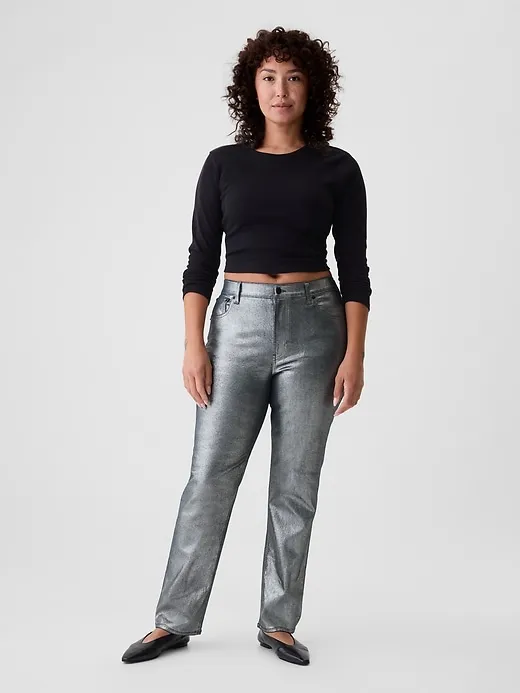 High Rise Metallic '90s Straight Jeans sold by GAP product image thumbnail 5