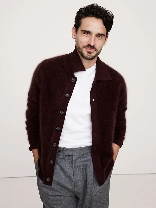 Brushed Cashmere Polo Cardigan sold by Banana Republic