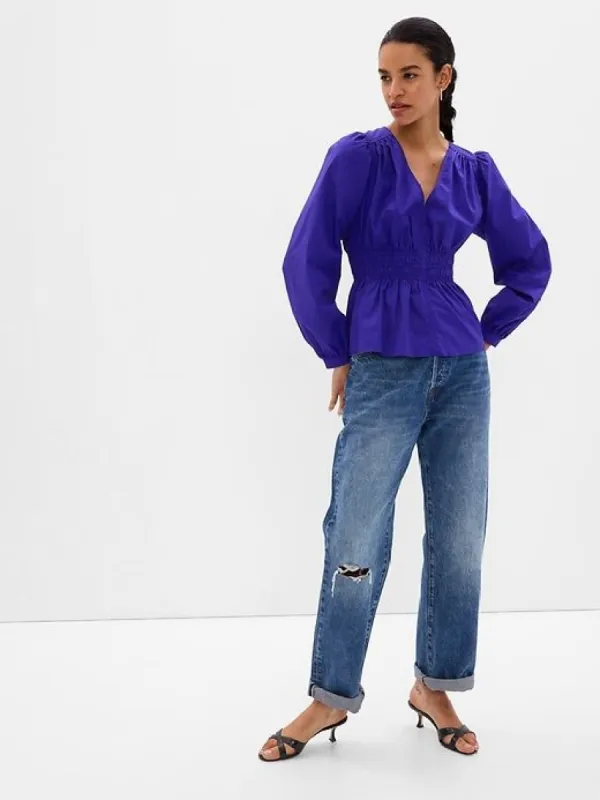 Puff Sleeve Peplum Top sold by GAP