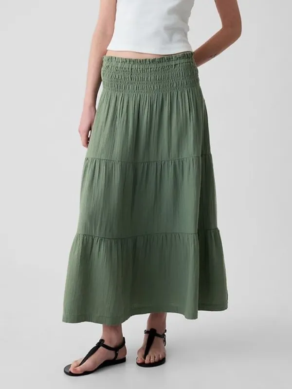 Crinkle Gauze Tiered Maxi Skirt sold by GAP