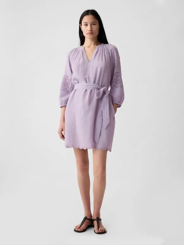 Crinkle Gauze Embroidered Mini Dress sold by GAP