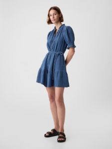 Crinkle Gauze Denim Mini Dress sold by GAP