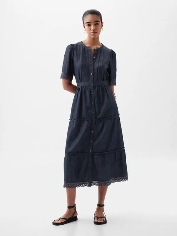 Lace Denim Midi Dress sold by GAP