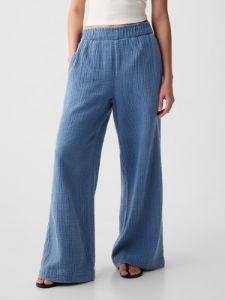Crinkle Gauze Wide-Leg Pants sold by GAP