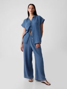 Crinkle Gauze Wide-Leg Pants sold by GAP