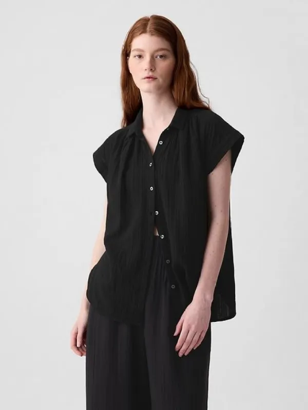 Crinkle Gauze Shirt sold by GAP