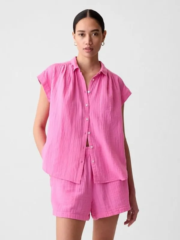 Crinkle Gauze Shirt sold by GAP