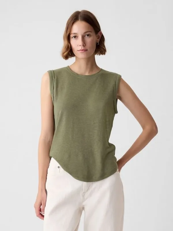 Linen-Blend Tank Top sold by GAP