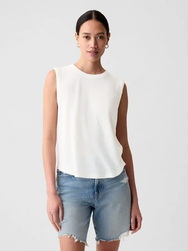 Linen-Blend Tank Top sold by GAP
