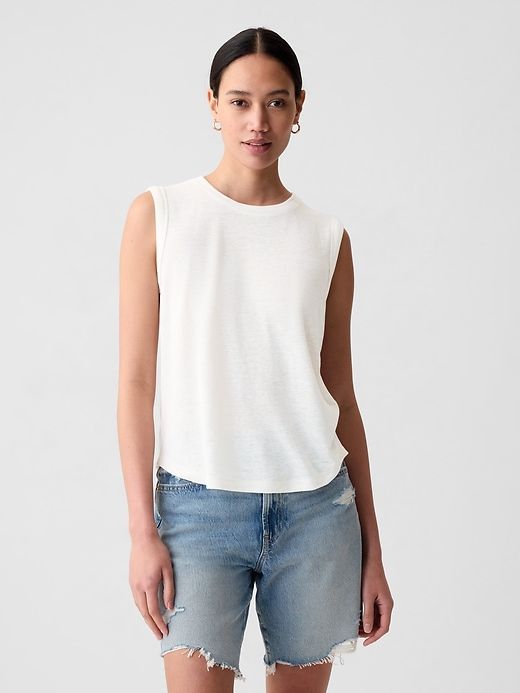 Linen-Blend Tank Top sold by GAP